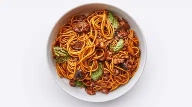 Image for the Chicken and Mushroom Sauced Noodles With Thai Basil recipe